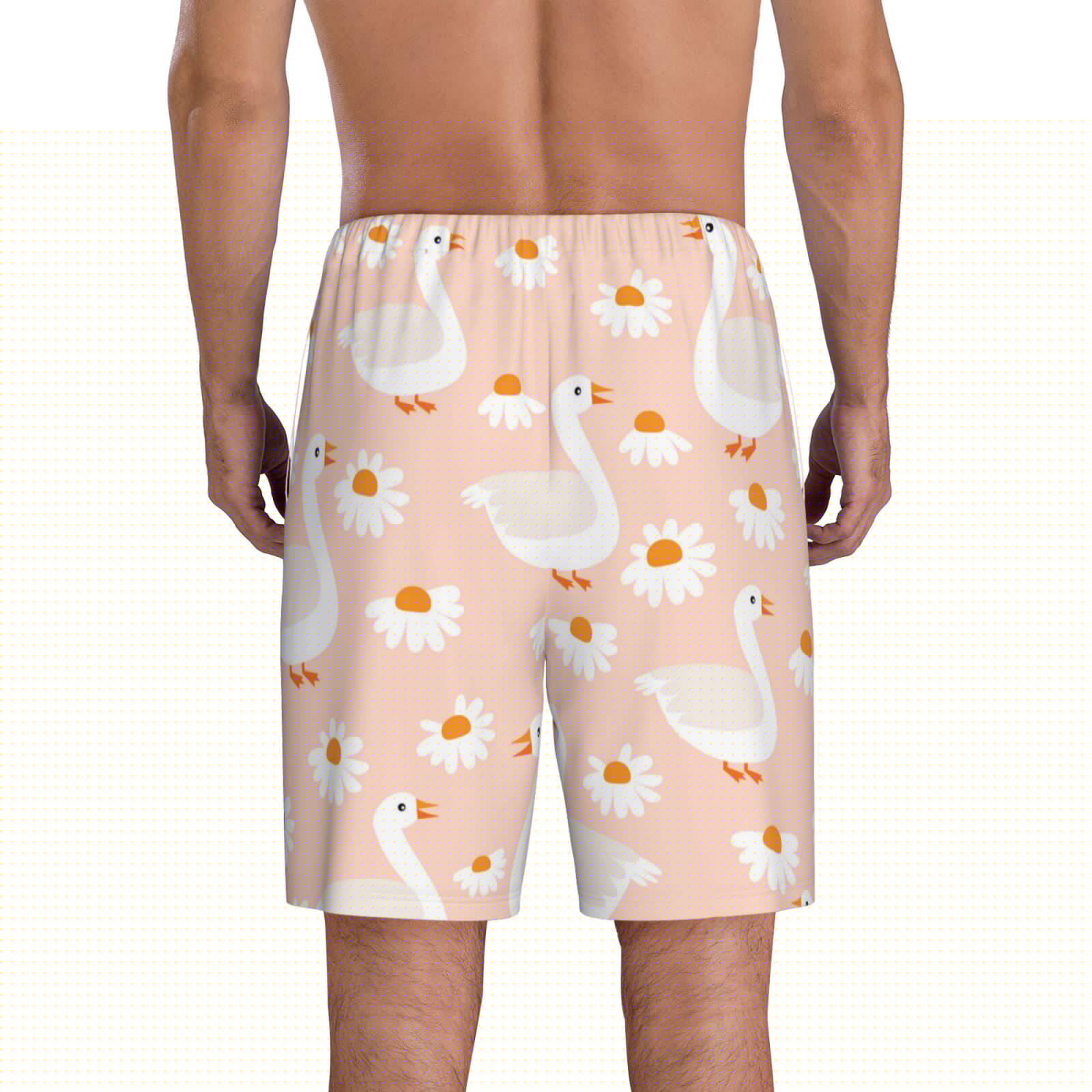 thumbnail image 2 of Balery Geese and Flower Men's Cotton Knit Pajama Shorts Waistband & Pockets,Short Pajama Pants-3X-Large, 2 of 8