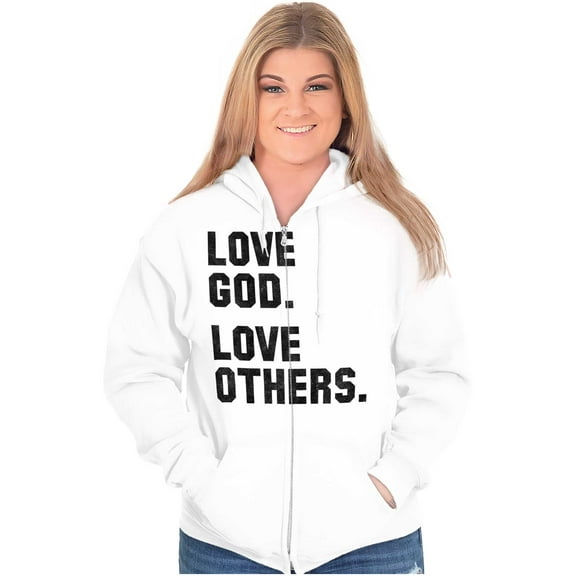 Love God and Others Christian Quote Zip Up Hoodie Men's Women's Brisco Brands S