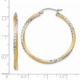 thumbnail image 2 of Beautiful 14k & Rhodium Diamond-cut 2.5mm Twisted Hoop Earrings, 2 of 2