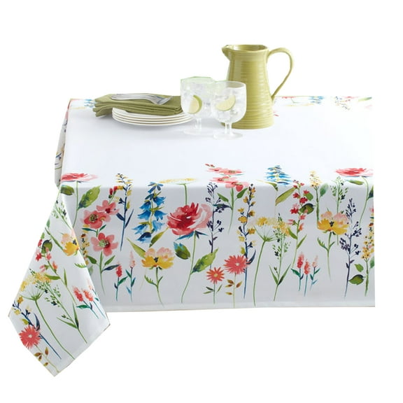 Benson Mills Tablecloth with Spring Flowers, Angelica Multi-Color Print (60 x 84 Rectangle)