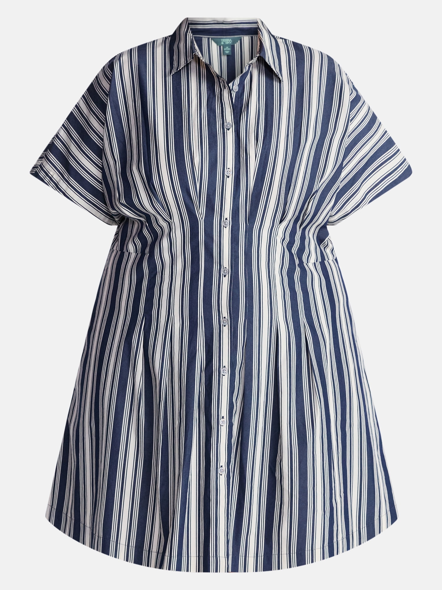 Terra & Sky Women's Plus Mini Fit And Flare Shirt Dress , Sizes 0X-5X