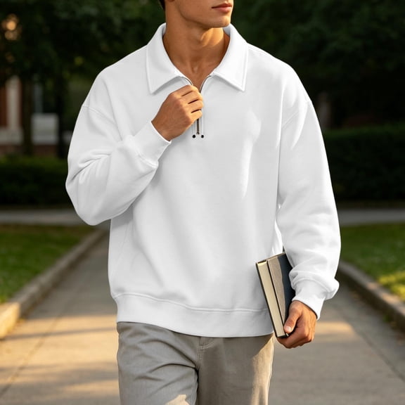 LYSMORA Men's Lapel Half Zip Pullover Sweatshirt, Long Sleeve Loose Fit Casual Daily Street Athletic Tops