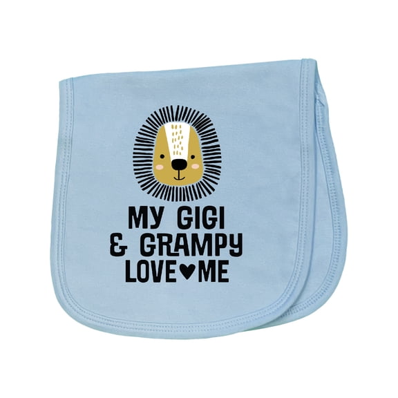 Inktastic Gigi and Grampy Love Me Grandson Lion Baby Burp Cloth