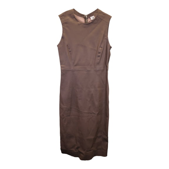 Pre-Owned Iris & Ink Carrie Stretch Midi Dress in Brown Leather