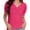Hotpink, variant on Women's V Neck Dot Puff Sleeve T-Shirts Loose Casual Summer Tops