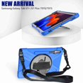 thumbnail image 3 of Dteck Shockproof Case for Samsung Galaxy Tab S7 FE Case (12.4 inch, 2021 Release) SM-T730/T736B, Kids Case 360 Rotating Stand Case Drop-Proof Protection with Hand Shoulder Strap - Blue, 3 of 9