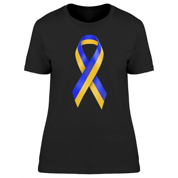 Ukraine Colors Wave Ribbon T-Shirt Women -Image by Shutterstock, Female x-Large