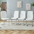 thumbnail image 4 of Lisonu Modern Dining Chairs Set of 4, White Faux Leather Upholstered Kitchen Chairs with Tufted High Back and Chrome Legs for Dining Room, 4 of 12