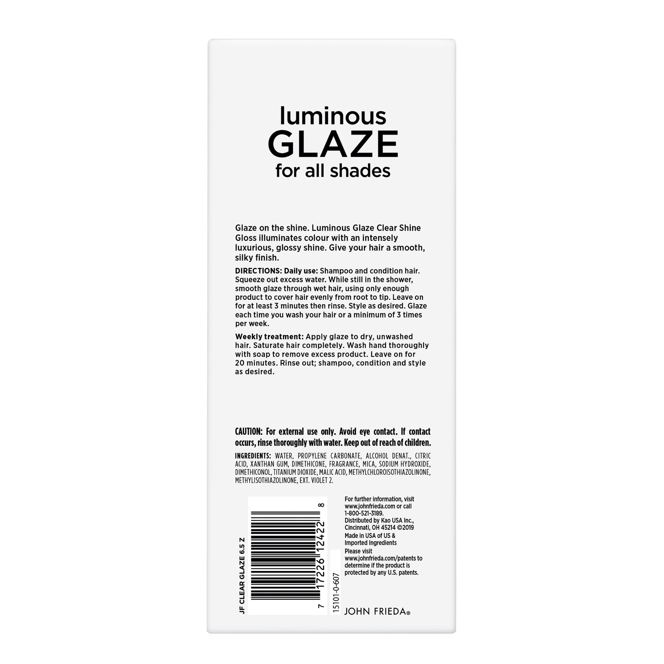 (4 pack) John Frieda Clear Hair Shine Gloss Treatment, Luminous Glaze, Rich Color, without Frizz, for Men and Women, 6.5 fl oz