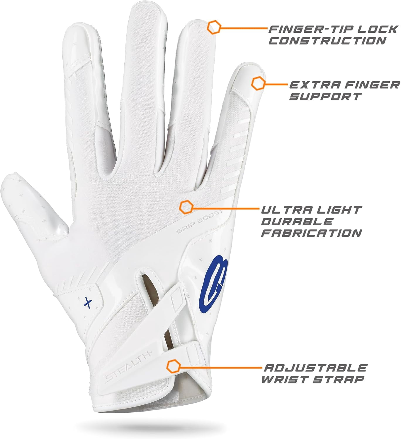 Football Gloves Peace Stealth 6.0 Boost Plus Technology Men's Receiver Gloves - Adult and Youth Sizes