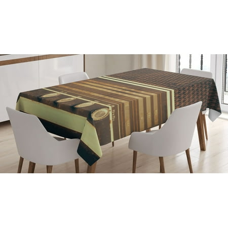 

Vintage Decor Tablecloth Old Antique Retro 60s Radio Music Player Loudspeakers Buttons Image Rectangular Table Cover for Dining Room Kitchen 60 X 90 Inches Brown and White by Ambesonne