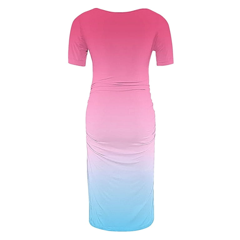 Frnrwgo Maternity Bodycon Dress Multicolor Side Ruch Maternity Dress Short Sleeve Bodycon Dress Baby Shower Daily Wear S-xl, Infant Girl's, Size: