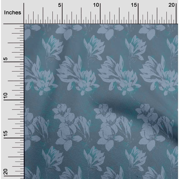 oneOone Cotton Flex Teal Blue Fabric Florals Sewing Fabric By The Yard Printed Diy Clothing Sewing Supplies 40 Inch Wide-9ST