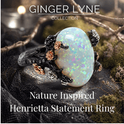 Henrietta Black Tree Branch Gothic Inspired Fire Opal Engagement Ring for Women by Ginger Lyne