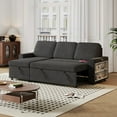 thumbnail image 3 of Sleeper Sofa, L Shaped Sectional Sofa with Pull Out Couch Bed and USB Port, Convertible Sleeper Sofa with T-pyce Port for Living Room, Storage Chaise, Storage Racks, Black, 3 of 7