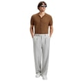 thumbnail image 3 of FEDTOSING Mens Old Money Knitted Shirts Short Sleeve Cardigan Button Down Polo, 3 of 7