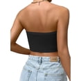 thumbnail image 2 of Lamuusaa Women Tube Top, Strapless Backless Tie-up Irregular Hem Summer Ladies Vest for Club Party, 2 of 7