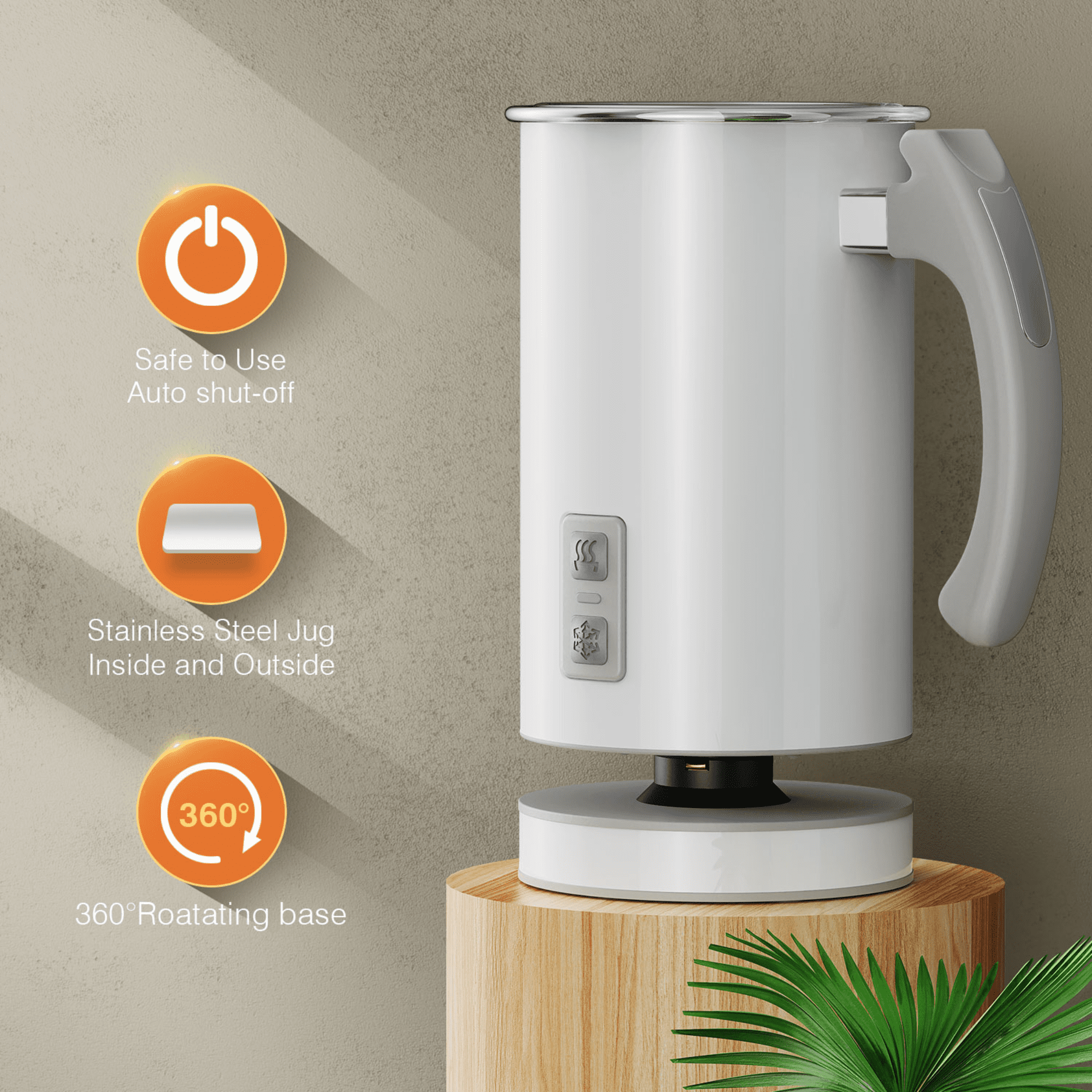 Milk Frother Machine, 4-in-1 Detachable Stainless Steel Hot & Cold Electric  Milk Warmer and Foam Maker with Smart Touch Control and Dishwasher Safe
