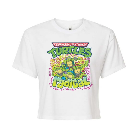 Teenage Mutant Ninja Turtles - 90S Logo - Juniors Cropped Cotton Blend T-Shirt