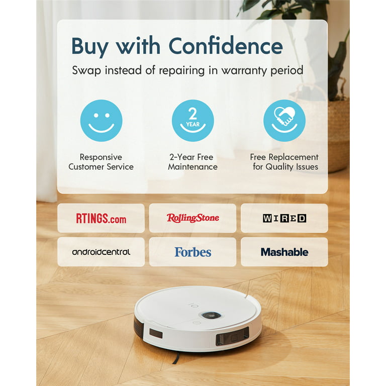 yeedi vac 2 pro Robot Vacuum and Mop 3D Obstacle Avoidance Oscillating  Mopping 3000Pa Suction Smart Visual Mapping 240mins Runtime 