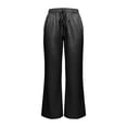 thumbnail image 4 of Delayuji Women's Satin Wide Leg Pants Fashion Casual Solid Color Elastic Waist Drawstring Pant Trousers Lightweight Palazzo Beach Vacation Clothes Work Wear Loungewear, 4 of 5