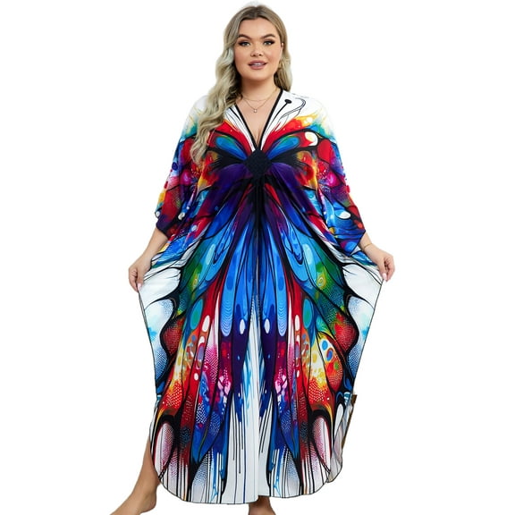 Plus Size Kaftan Dresses for Women Long Caftan Loungewear Maxi Beach Dress Oversized Beachwear Elegant House Wear Nightgown moomoo Dress Vacation Outfits Summer Mexico Resort Tunic Maternity Dresses