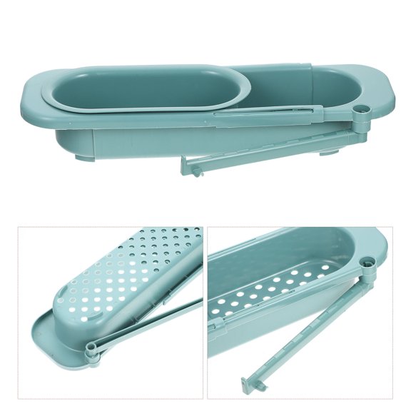 ETEREAUTY Extendable Green Sink Strainer Rack for Fruits and Vegetables, Sink Drain Basket, 1 Set for Indoor Use