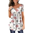 thumbnail image 1 of Pntutb - Camiseta de manga corta para mujer con cuello en V y estampado floral Pntutb Pntutb-540, 1 of 7