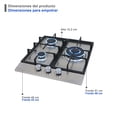 thumbnail image 4 of Parrilla Supra de 3 quemadores para empotrar de 45 cm con cubierta de acero inoxidable, 4 of 6
