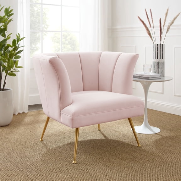 Modway Veronica Channel Tufted Performance Velvet Armchair in Pink