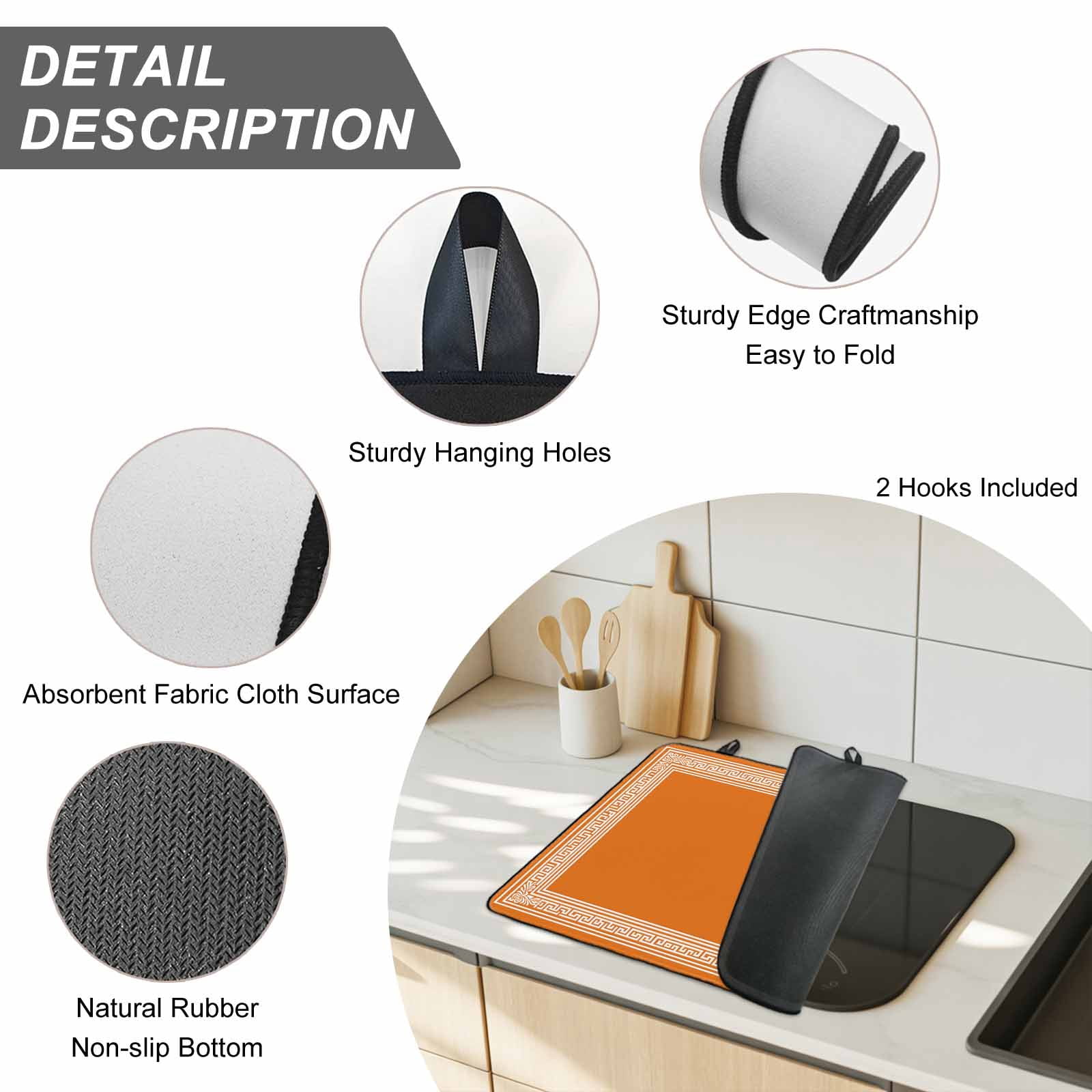 Burnt Orange Geometric Stove Top Cover for Electric Stove, Heat-proof & Non Slip Glass Top Stove Cover Protector, Country Greece Key Art Kitchen Flat Cooktop Rubber Mat 31x24 Inches