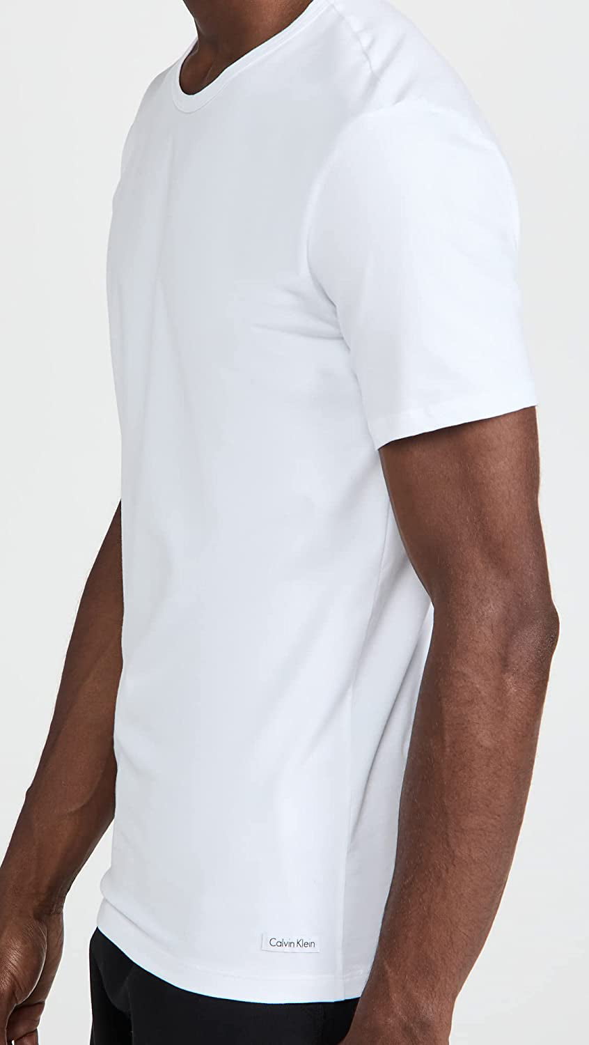 Calvin Klein Underwear Mens Sleeve 2Pk Crew Neck White Short Medium