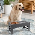 thumbnail image 5 of BPPEG Elevated Dog Bowls with Stainless Bowl,Adjust 4 Heights for Small Medium Large Dogs,Gray, 5 of 6
