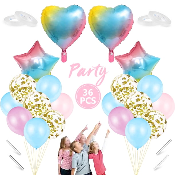 36 piezas de globos de cumpleaños rosados, decoraciones de cumpleaños, globos de aluminio de feliz cumpleaños, decoraciones de cumpleaños para niñas, accesorios de fiesta de cumpleaños para