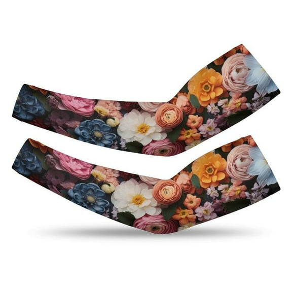 Watercolor Wildflowers Gardening Sleeves Farm Sun Protection Arm Cooling Sleeves Thorn Proof Garden for Women Men