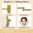 thumbnail image 3 of Espejo de Maquillaje de Pared GURUN M1406GJ 8" Aumento 7X Dorado, 3 of 7