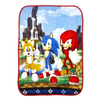 Sonic the Hedgehog Kids Silky Soft Plush Throw Blanket, 40x50, Gaming Bedding, Blue, Sega