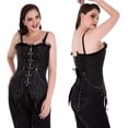 thumbnail image 3 of VASLANDA Womens Sexy PU Steampunk Corset Faux Leather Buckle Zipper Bustier Top Plus Size, 3 of 7
