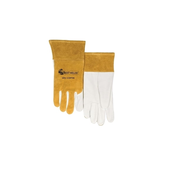 115-TIG Split Cowhide/Goatskin Palm Welding Gloves, X-Large, Buck Tan/White