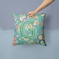 thumbnail image 2 of Carolines Treasures CJ2015-GPW1414 Letter G Circle Circle Teal Initial Alphabet Canvas Fabric Decorative Pillow  14Hx14W, 2 of 4