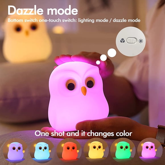 Jinsinto Owl Gifts Owl Lamp - Multicolor Silicone Room Decor for Nursery and Toddler Baby, Cute Owl Birthday Gift Ideas for Owl Lovers