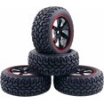 thumbnail image 2 of LINLIN 4 piezas 1:10 Rally Car Llantas de plástico de 6 radios y neumáticos de goma de 75 mm compatibles con RC On Road Car HSP 94123 HPI Kyosho Tamiya a escala 1/10, 2 of 7