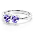 thumbnail image 2 of Gem Stone King 1.00 Ct Heart Shape Blue Tanzanite 925 Sterling Silver Ring (Size 7), 2 of 6