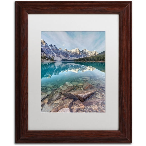 Trademark Fine Art 'Iconic Moraine Lake' Canvas Art by Pierre Leclerc, White Matte, Wood Frame
