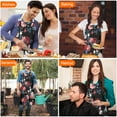 thumbnail image 4 of Pioneer Flower Floral Print Pattern Apron-Garden Aprons for Women with Pockets-Cotton Linen Waterproof Kitchen Cooking Gardening Aprons Adjustable for Kitchen,Cooking,BBQ and Salon 33x27 Inch, 4 of 7