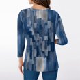 thumbnail image 5 of Women's T Shirt Print 3/4 Sleeve Daily Weekend Fashion Basic V- Neck Regular Top Blue L, 5 of 5