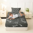 thumbnail image 4 of Feelyou Dark Gray Hand Drawn Dinosaur Twin Sheet Sets for Men Women Kids, Chalk Style Wildlife Bedding, Gray White, 3pcs, 4 of 5