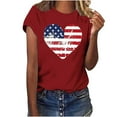 thumbnail image 1 of KIHOUT T-shirt Graphique d'Été pour Femmes, Imprimé 4th of July, Col Rond, Manches Courtes, Rouge 2TG, 1 of 4