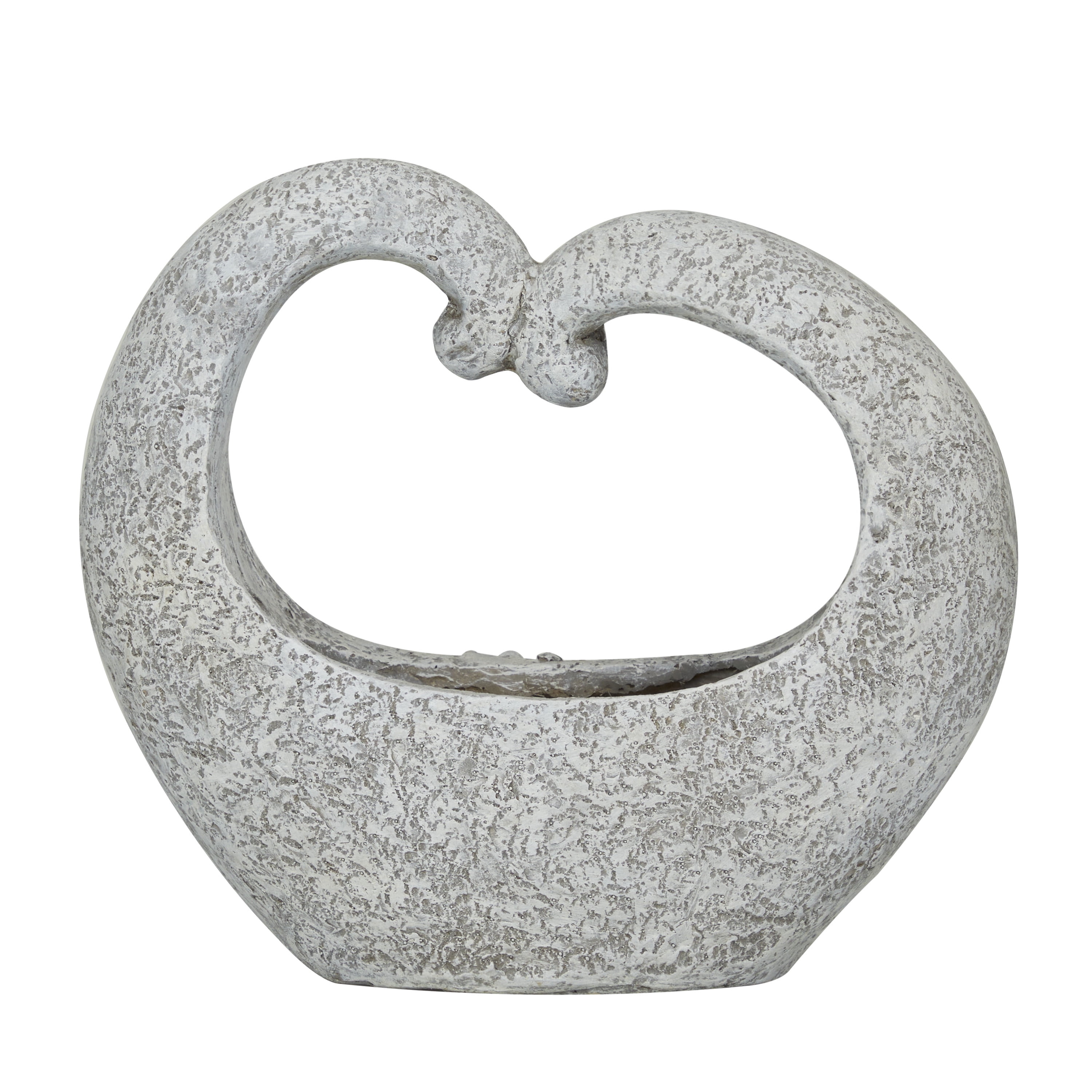 DecMode 16" x 14" Indoor Outdoor Gray Fiberglass Planter with Stone Mosaic Design