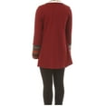 thumbnail image 3 of Little Girls 3 Pieces Girl Pant Set Long Sleeve Top Necklace Legging Winter Clothing Set Burgundy 4 (J21KS49S), 3 of 4